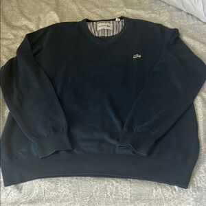Lacoste Blue V-Neck Sweater Classic Style